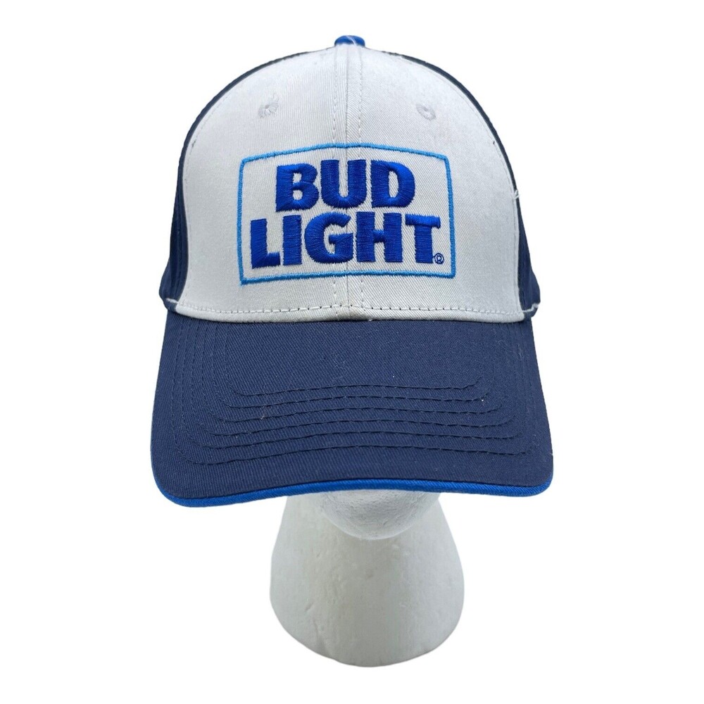 Bud Light Hat Cap Snap Back Mens Black White Blue